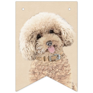 Poodle Miniatur Spielzeug Apricot Cream Brown Dog  Wimpelkette