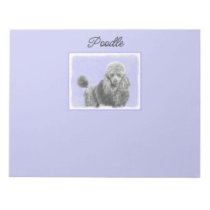 Poodle Miniatur Spielzeug Silver Gray Blue Hund Ar Notizblock
