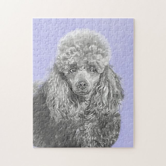Poodle Miniatur Spielzeug Silver Gray Blue Hund Ku (Vertikal)