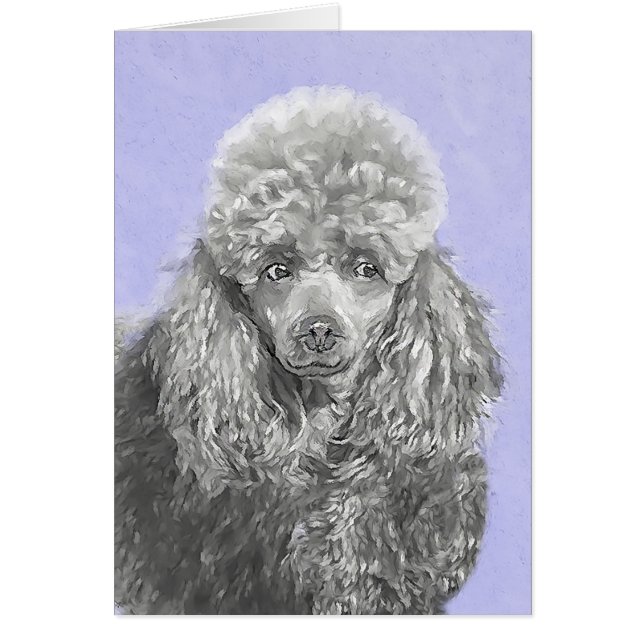 Poodle Miniatur Spielzeug Silver Gray Blue Hund Ku (Vorne)