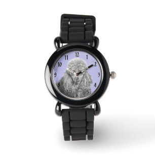 Poodle Miniatur Spielzeug Silver Gray Blue Hund Ku Armbanduhr