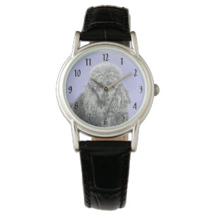 Poodle Miniatur Spielzeug Silver Gray Blue Hund Ku Armbanduhr