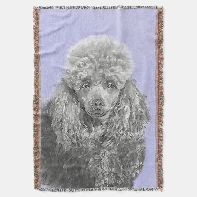 Poodle Miniatur Spielzeug Silver Gray Blue Hund Ku Decke (Vorderseite Vertikal)