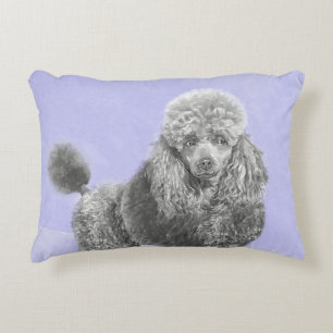 Poodle Miniatur Spielzeug Silver Gray Blue Hund Ku Dekokissen
