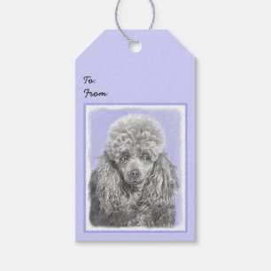 Poodle Miniatur Spielzeug Silver Gray Blue Hund Ku Geschenkanhänger
