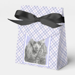 Poodle Miniatur Spielzeug Silver Gray Blue Hund Ku Geschenkschachtel
