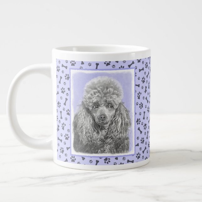 Poodle Miniatur Spielzeug Silver Gray Blue Hund Ku Jumbo-Tasse (Links)