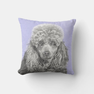 Poodle Miniatur Spielzeug Silver Gray Blue Hund Ku Kissen