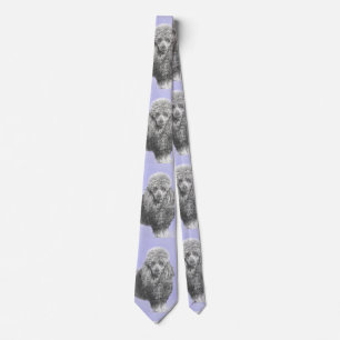 Poodle Miniatur Spielzeug Silver Gray Blue Hund Ku Krawatte