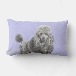Poodle Miniatur Spielzeug Silver Gray Blue Hund Ku Lendenkissen