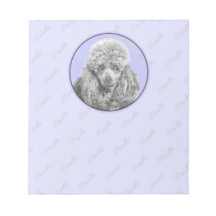 Poodle Miniatur Spielzeug Silver Gray Blue Hund Ku Notizblock