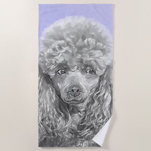 Poodle Miniatur Spielzeug Silver Gray Blue Hund Ku Strandtuch