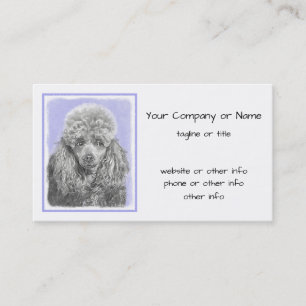 Poodle Miniatur Spielzeug Silver Gray Blue Hund Ku Visitenkarte