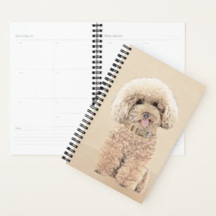 Poodle Miniature Toy Apricot Crème Chien Brown Art