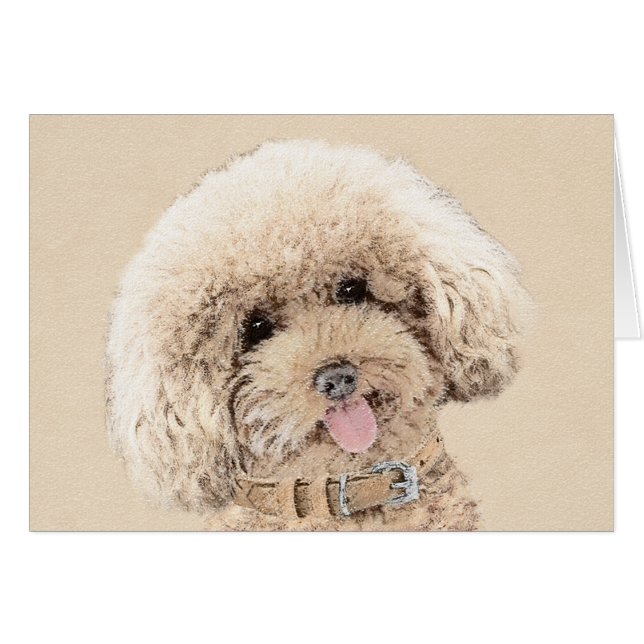 Poodle Miniature Toy Apricot Crème Chien Brown Art (Devant horizontal)