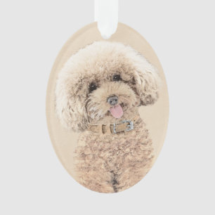 Poodle Miniature Toy Apricot Crème Chien Brown Art