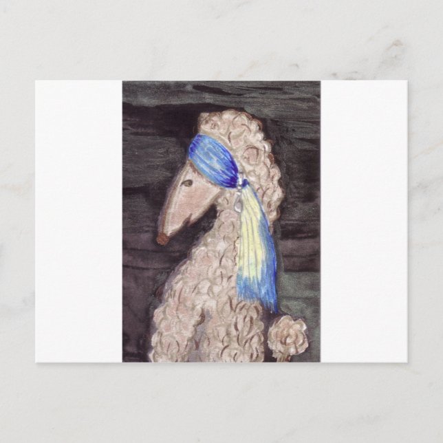 Poodle mit dem Perlenohrring Postkarte (Vorderseite)