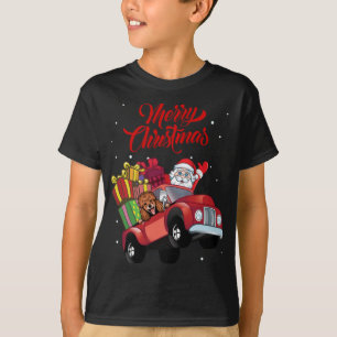Poodle mit dem Weihnachtsmann im roten Lkw-Hund T-Shirt