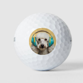 Poodle mit Kopfhörer Golfball