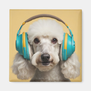 Poodle mit Kopfhörer Magnet
