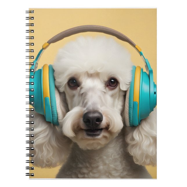 Poodle mit Kopfhörer Notizblock (Vorderseite)