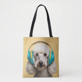Poodle mit Kopfhörer Tasche