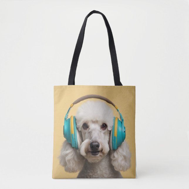 Poodle mit Kopfhörer Tasche (Vorderseite)