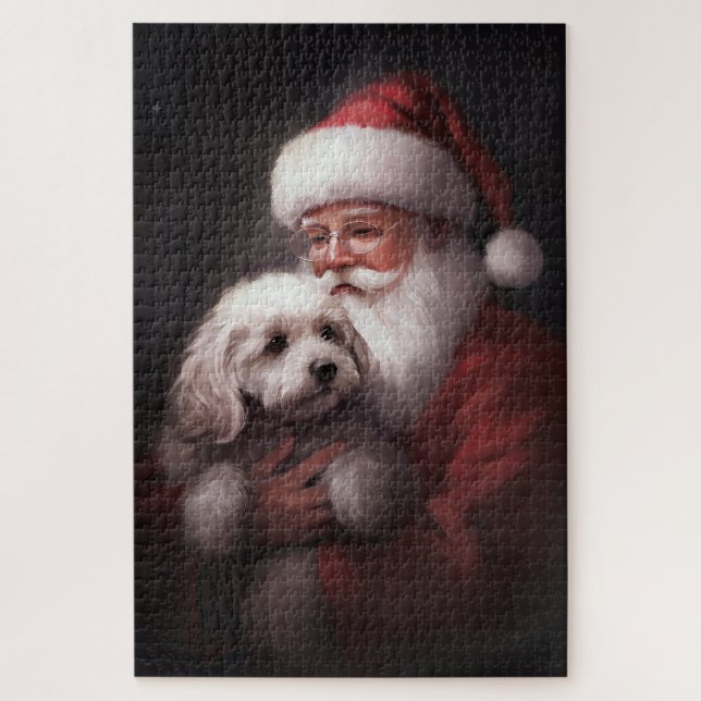 Poodle mit Weihnachtsmann Weihnachten (Vertikal)