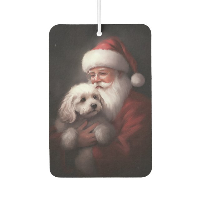 Poodle mit Weihnachtsmann Weihnachten Autolufterfrischer (Vorderseite)