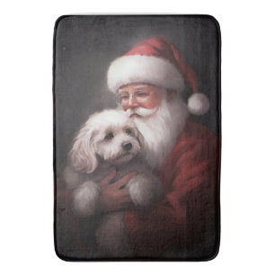 Poodle mit Weihnachtsmann Weihnachten Badematte