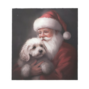 Poodle mit Weihnachtsmann Weihnachten Notizblock