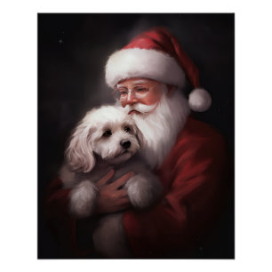 Poodle mit Weihnachtsmann Weihnachten Poster
