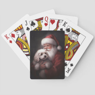 Poodle mit Weihnachtsmann Weihnachten Spielkarten
