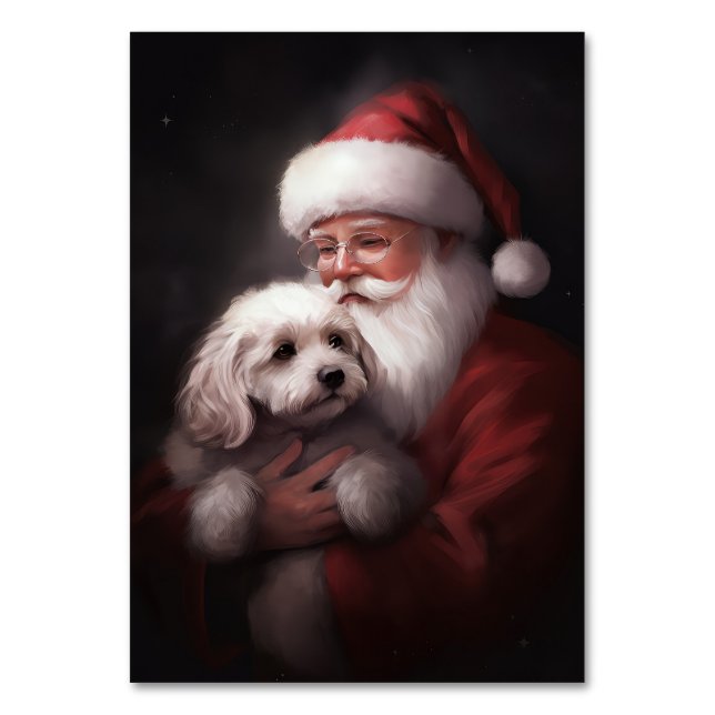 Poodle mit Weihnachtsmann Weihnachten Tischnummer (Vorderseite)