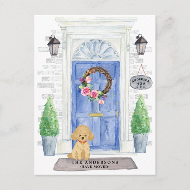 Poodle Moving Announction Postcard Postkarte (Vorderseite)
