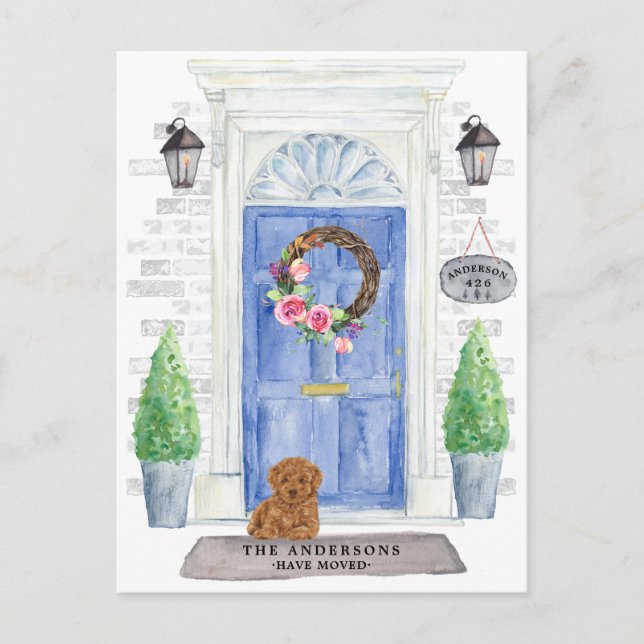 Poodle Moving Announction Postcard Postkarte (Vorderseite)