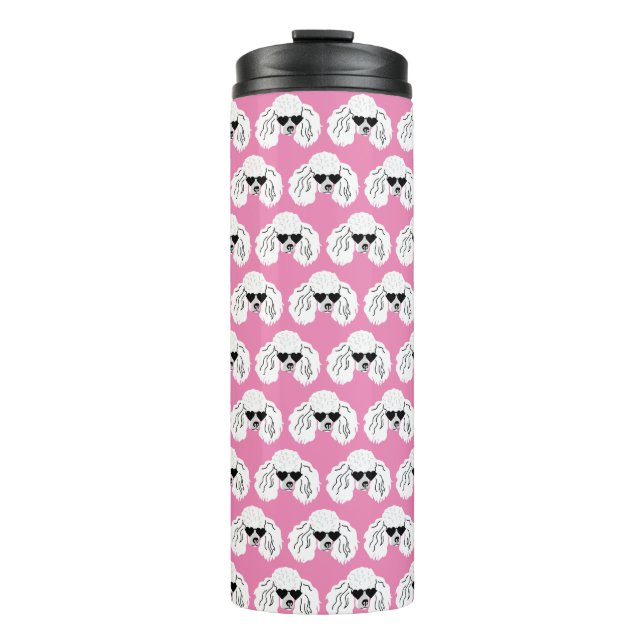 Poodle Muster Niedlich rosa Thermosbecher (Vorderseite)