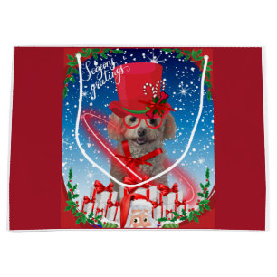 Poodle Noël Joyeuses Fêtes Cadeau Sac