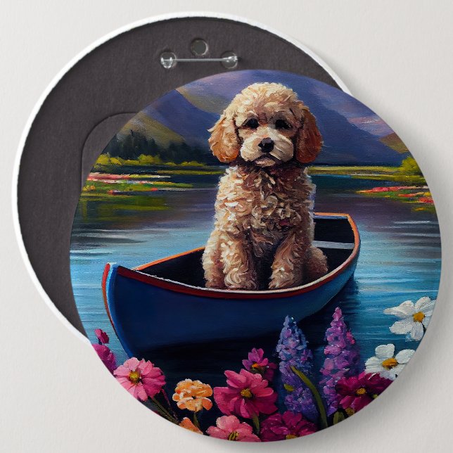 Poodle on a Paddle: Ein Landschaftliches Abenteuer Button (Vorne & Hinten)