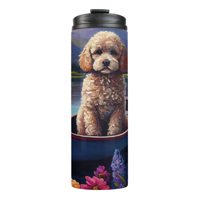 Poodle on a Paddle: Ein Landschaftliches Abenteuer Thermosbecher (Vorderseite)
