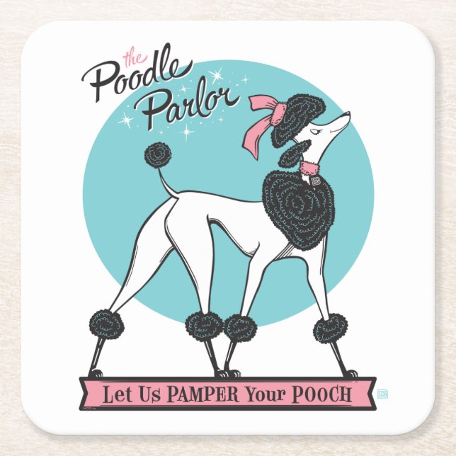 Poodle Parlor Rechteckiger Pappuntersetzer (Vorderseite)