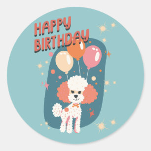 Poodle-Party Runder Aufkleber