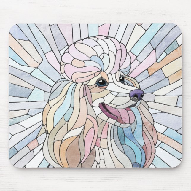 Poodle - pastellfarbene Mosaik Mousepad (Vorne)