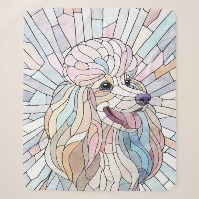 Poodle - pastellfarbene Mosaik Sherpadecke (Vorderseite)
