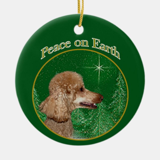 Poodle Peace Keramik Ornament (Vorne)