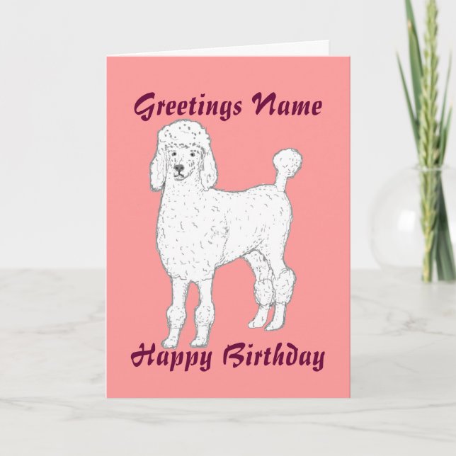 Poodle personnalisable carte d'anniversaire ajoute (Devant)
