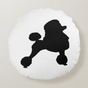 Poodle Pillow - Schwarz-Weiß-Poodle-Kissen Rundes Kissen