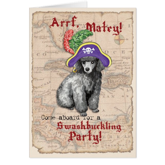 Poodle Pirat Einladung (Vorne)