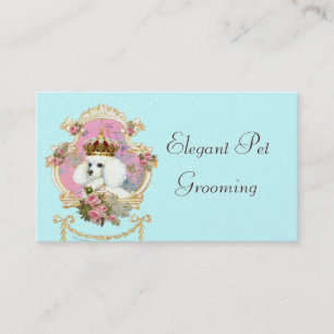 Poodle Princess in rosa Rosen Visitenkarte