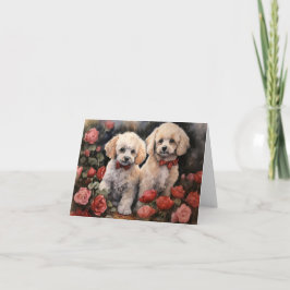 Poodle Puppies Valentine's Day Card Karte